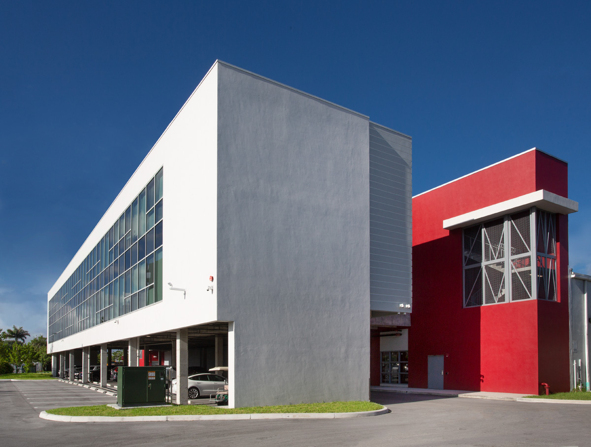 Architectural view of the Mater Academy stem charter high school in Miami, FL